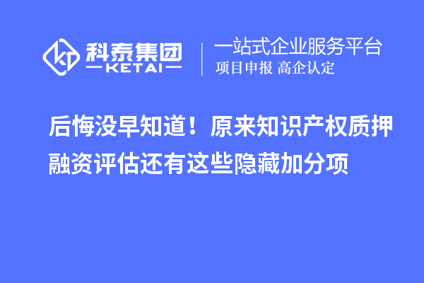 后悔没早知道！原来知识产权质押融资评估还有这些隐藏加分项