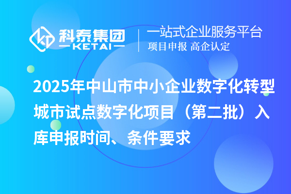 2025年中山市中小企业数字化转型城市试点数字化项目（第二批）入库申报时间、条件要求