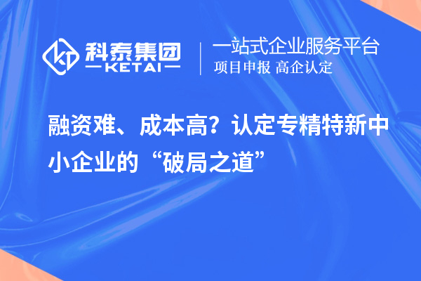 融资难、成本高？认定专精特新中小企业的“破局之道”