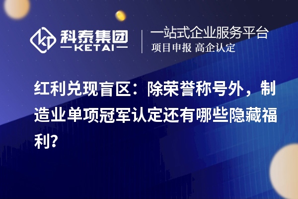 红利兑现盲区：除荣誉称号外，制造业单项冠军认定还有哪些隐藏福利？