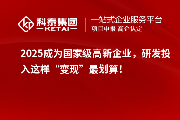 2025成为国家级高新企业，研发投入这样“变现”最划算！
