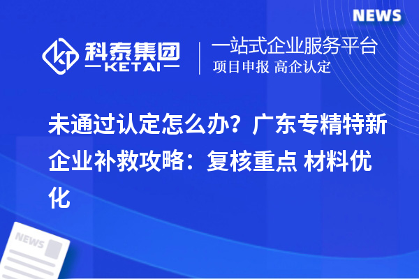 未通过认定怎么办?广东专精特新企业补救攻略:复核重点+材料优化