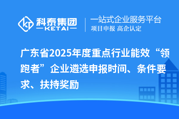 广东省2025年度重点行业能效“领跑者”企业遴选申报时间、条件要求、扶持奖励