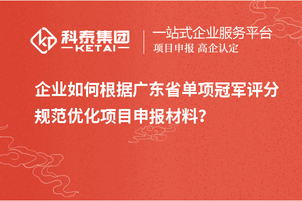 企业如何根据广东省单项冠军评分规范优化项目申报材料？