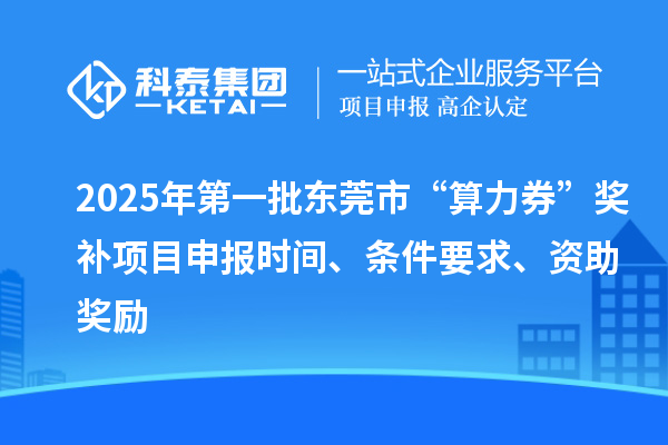 2025年第一批东莞市“算力券”奖补项目申报时间、条件要求、资助奖励