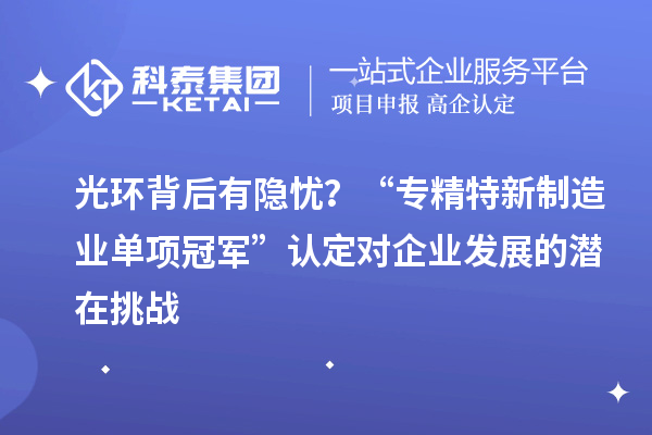光环背后有隐忧？“专精特新制造业单项冠军”认定对企业发展的潜在挑战
