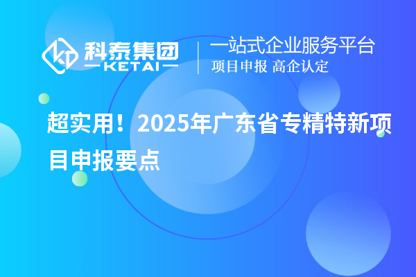 超实用！2025年广东省专精特新项目申报要点