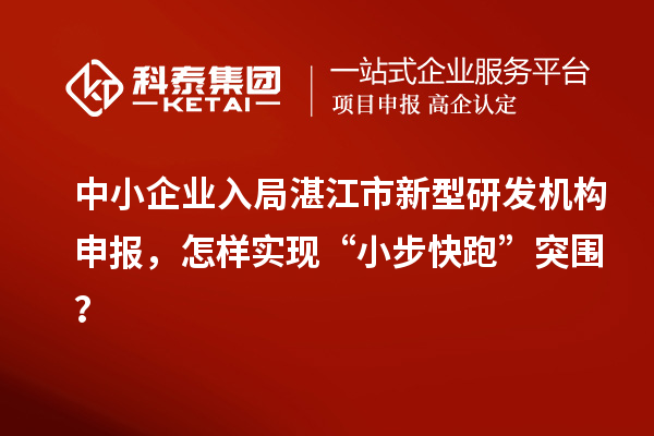 中小企业入局湛江市新型研发机构申报，怎样实现“小步快跑”突围？