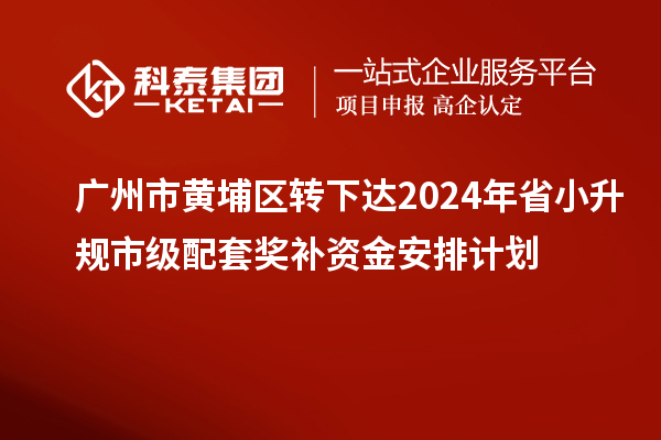 广州市黄埔区转下达2024年省小升规市级配套奖补资金安排计划
