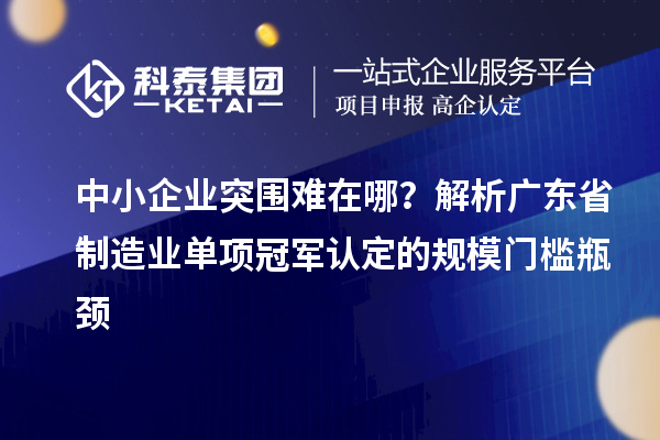 中小企业突围难在哪？解析广东省制造业单项冠军认定的规模门槛瓶颈