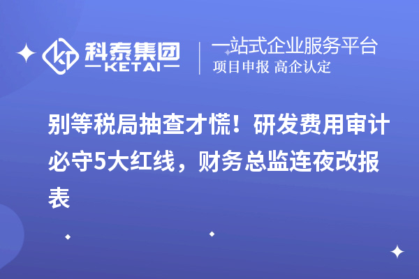 别等税局抽查才慌！研发费用审计必守5大红线，财务总监连夜改报表