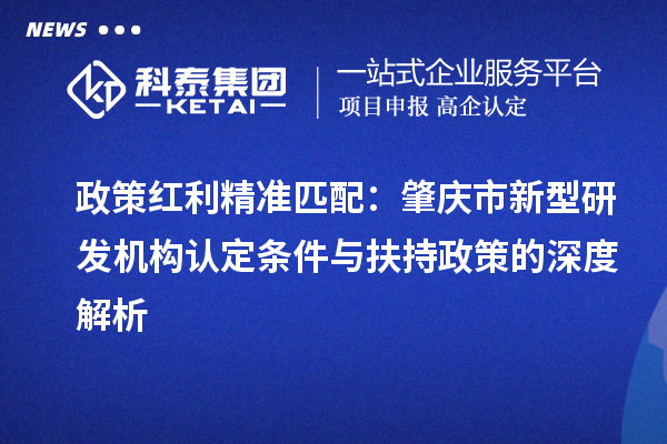 政策红利精准匹配：肇庆市新型研发机构认定条件与扶持政策的深度解析