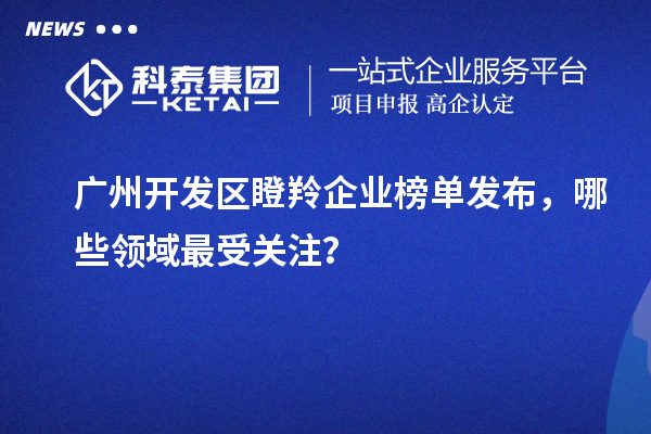 广州开发区瞪羚企业榜单发布，哪些领域最受关注？