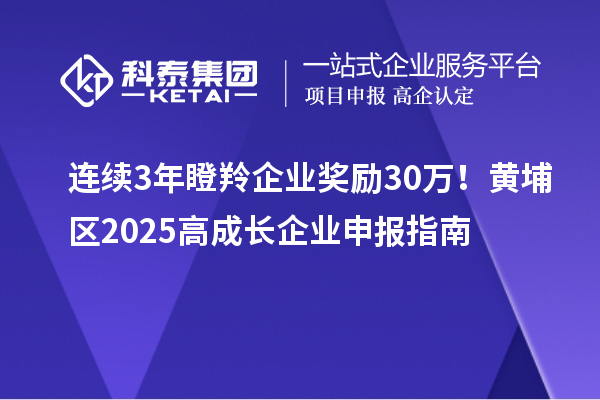 连续3年瞪羚企业奖励30万！黄埔区2025高成长企业申报指南