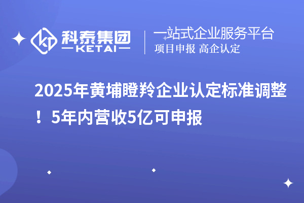 2025年黄埔瞪羚企业认定标准调整！5年内营收5亿可申报