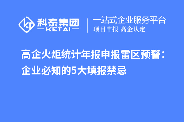 高企火炬统计年报申报雷区预警：企业必知的 5 大填报禁忌