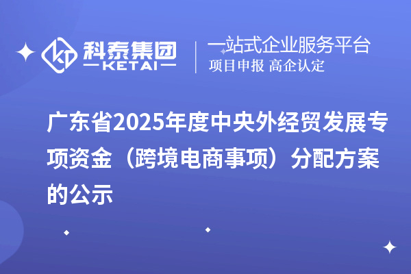 广东省2025年度中央外经贸发展专项资金(跨境电商事项)分配方案的公示