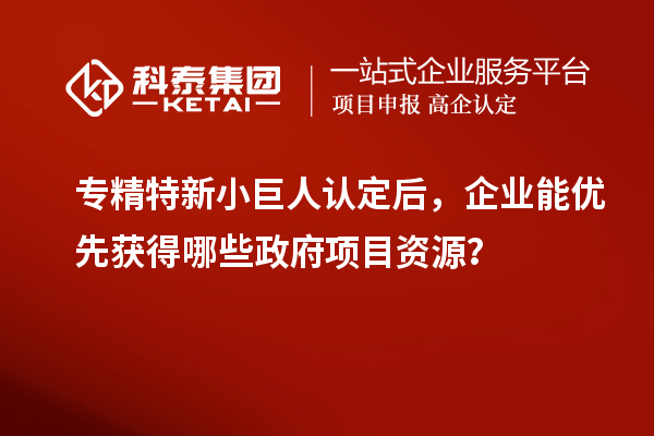 专精特新小巨人认定后，企业能优先获得哪些政府项目资源？