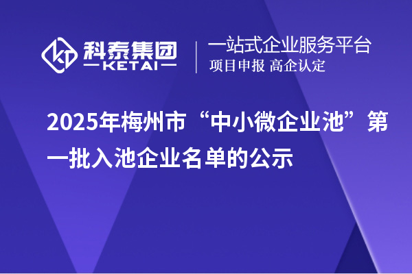 2025年梅州市“中小微企业池”第一批入池企业名单的公示