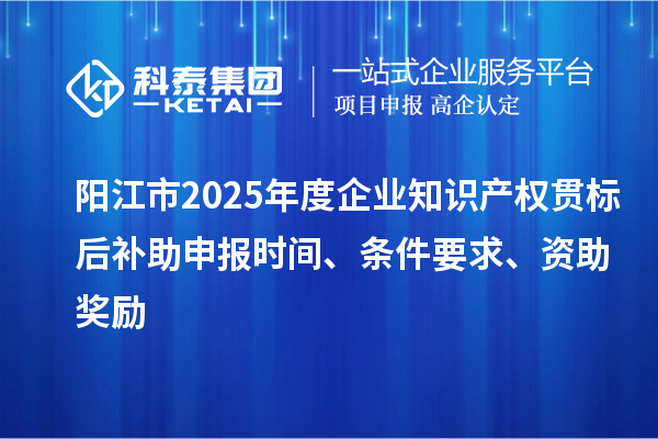 阳江市2025年度企业知识产权贯标后补助申报时间、条件要求、资助奖励