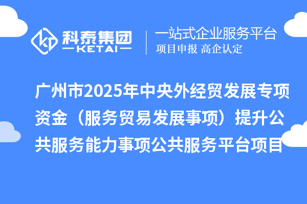 广州市2025年中央外经贸发展专项资金(服务贸易发展事项)提升公共服务能力事项公共服务平台项目拟安排计划的公示