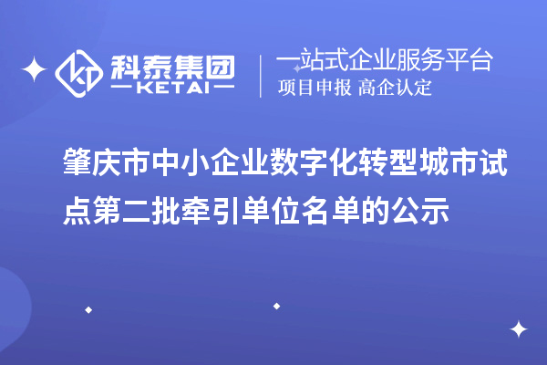 肇庆市中小企业数字化转型城市试点第二批牵引单位名单的公示