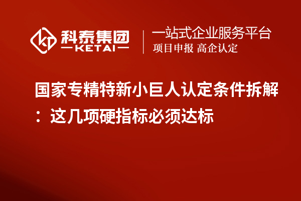 国家专精特新小巨人认定条件拆解:这几项硬指标必须达标