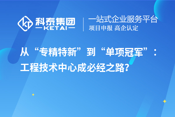 从“专精特新”到“单项冠军”：工程技术中心成必经之路？