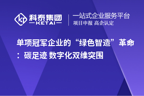 单项冠军企业的“绿色智造”革命：碳足迹+数字化双维突围