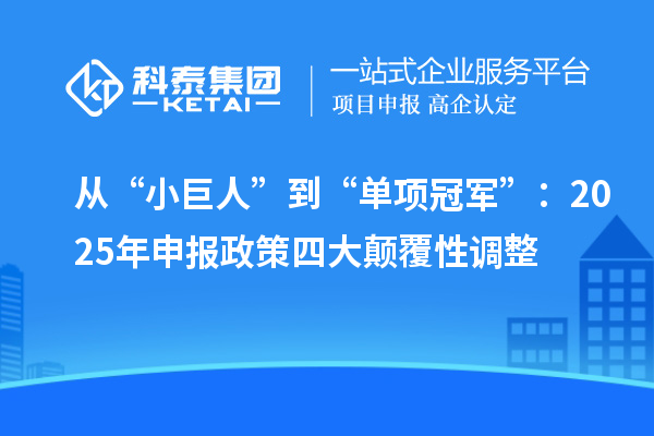 从“小巨人”到“单项冠军”：2025年申报政策四大颠覆性调整