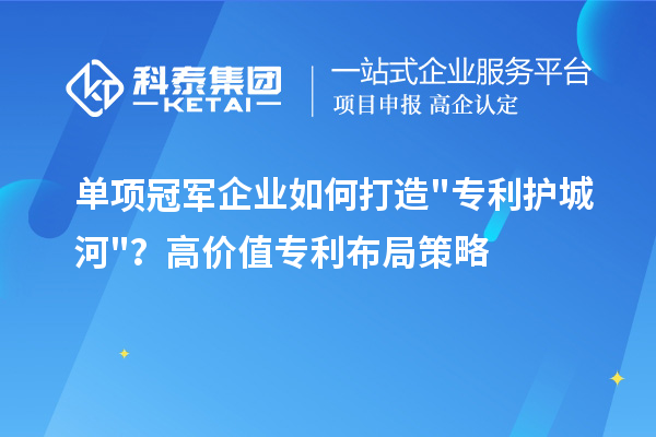 单项冠军企业如何打造"专利护城河"？高价值专利布局策略