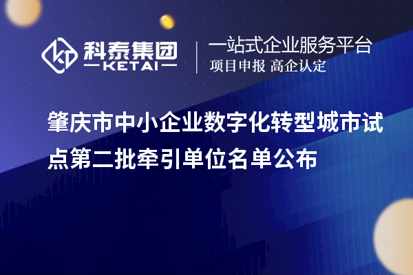 肇庆市中小企业数字化转型城市试点第二批牵引单位名单公布