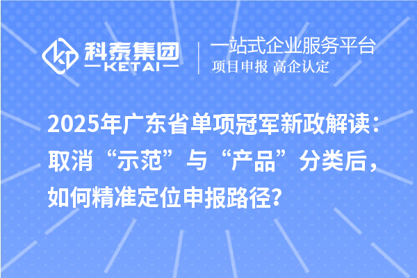 2025年广东省单项冠军新政解读：取消“示范”与“产品”分类后，如何精准定位申报路径？