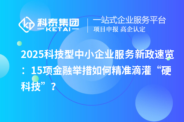 2025科技型中小企业服务新政速览：15项金融举措如何精准滴灌“硬科技”？