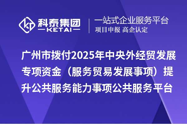 广州市拨付2025年中央外经贸发展专项资金(服务贸易发展事项)提升公共服务能力事项公共服务平台项目资金