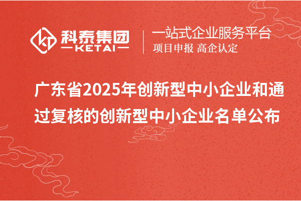 广东省2025年创新型中小企业和通过复核的创新型中小企业名单公布