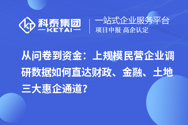 从问卷到资金：上规模民营企业调研数据如何直达财政、金融、土地三大惠企通道？