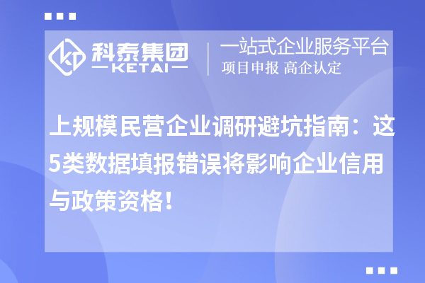 上规模民营企业调研避坑指南：这5类数据填报错误将影响企业信用与政策资格！