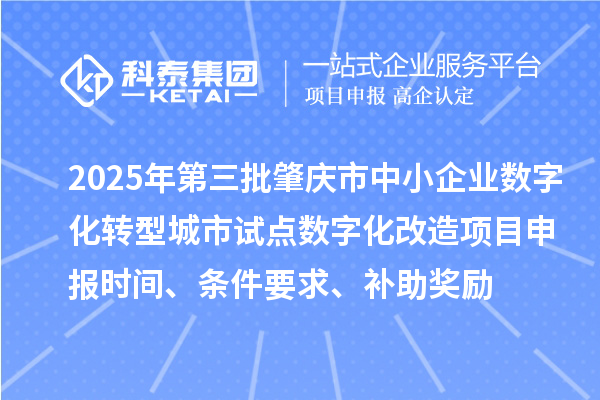 2025年第三批肇庆市中小企业数字化转型城市试点数字化改造项目申报时间、条件要求、补助奖励