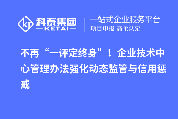 不再“一评定终身”！企业技术中心管理办法强化动态监管与信用惩戒