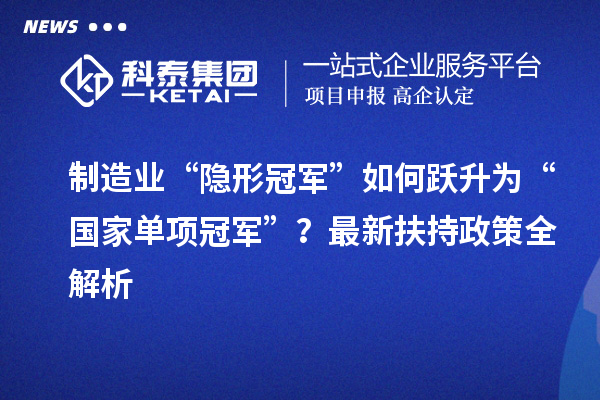 制造业“隐形冠军”如何跃升为“国家单项冠军”？最新扶持政策全解析