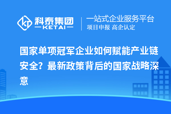 国家单项冠军企业如何赋能产业链安全？最新政策背后的国家战略深意