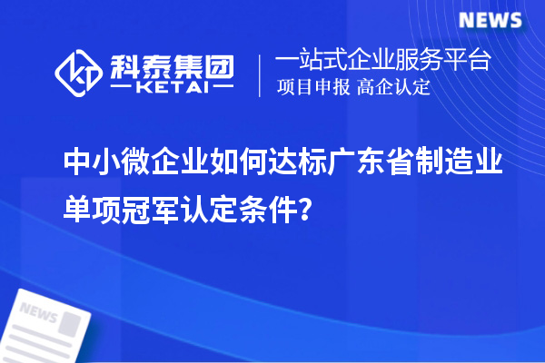 中小微企业如何达标广东省制造业单项冠军认定条件？