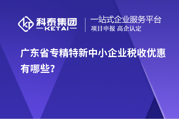 广东省专精特新中小企业税收优惠有哪些？