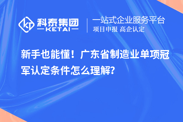新手也能懂！广东省制造业单项冠军认定条件怎么理解？