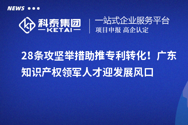 28条攻坚举措助推专利转化!广东知识产权领军人才迎发展风口