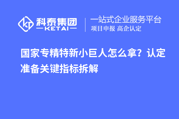 国家专精特新小巨人怎么拿？认定准备关键指标拆解