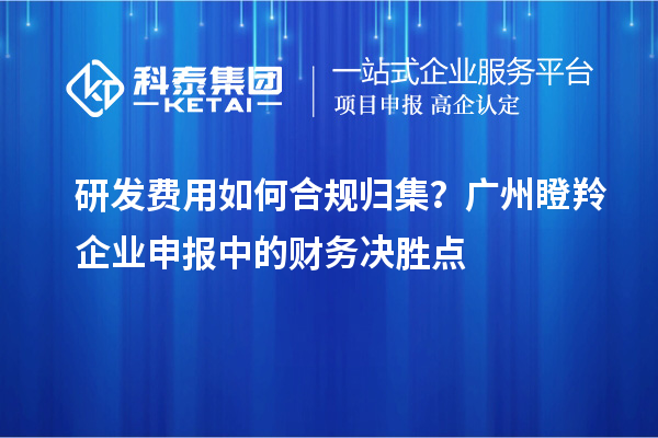 研发费用如何合规归集？广州瞪羚企业申报中的财务决胜点