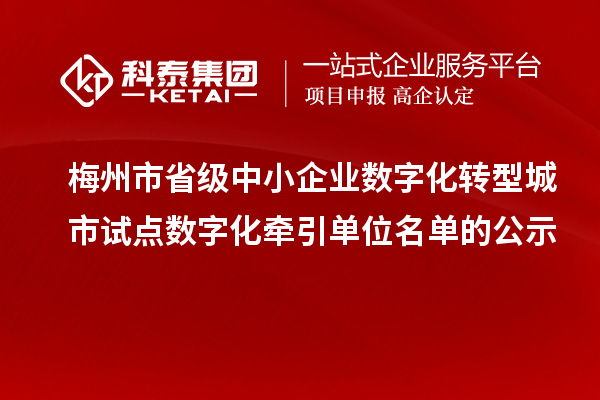 梅州市省级中小企业数字化转型城市试点数字化牵引单位名单的公示