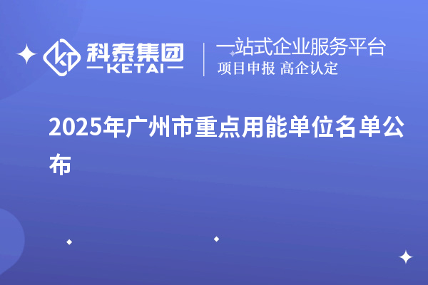 2025年广州市重点用能单位名单公布